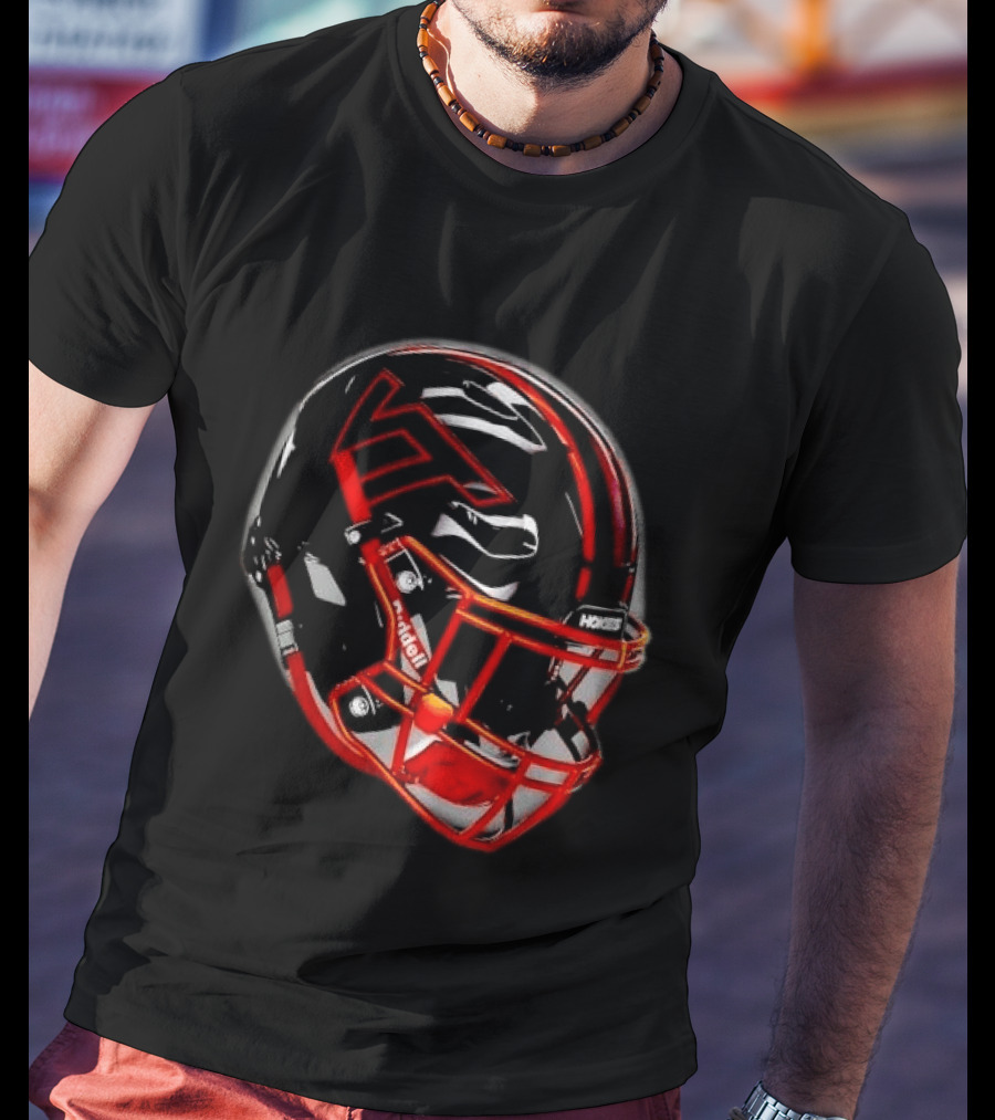 VT Hokies Black Orange Football Helmet Performance Sports Gear T-Shirt