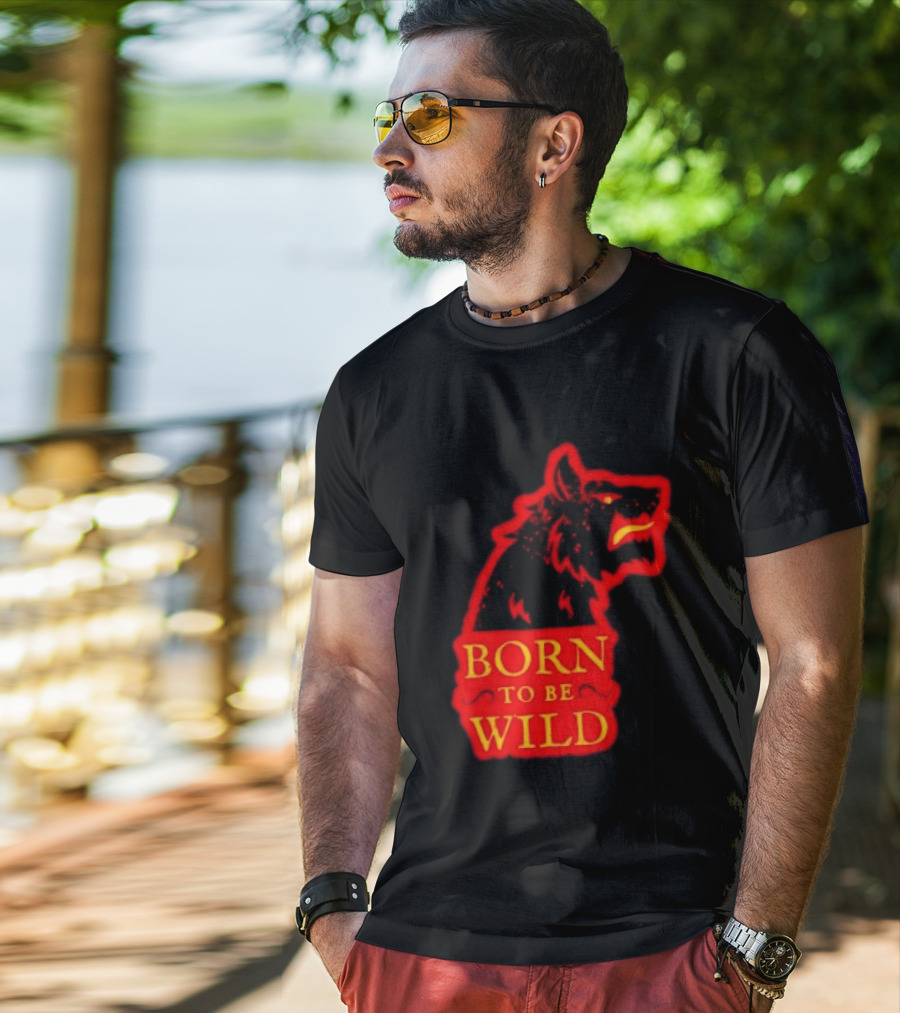 Born To Be Wild Wolf Silhouette Red T-Shirt