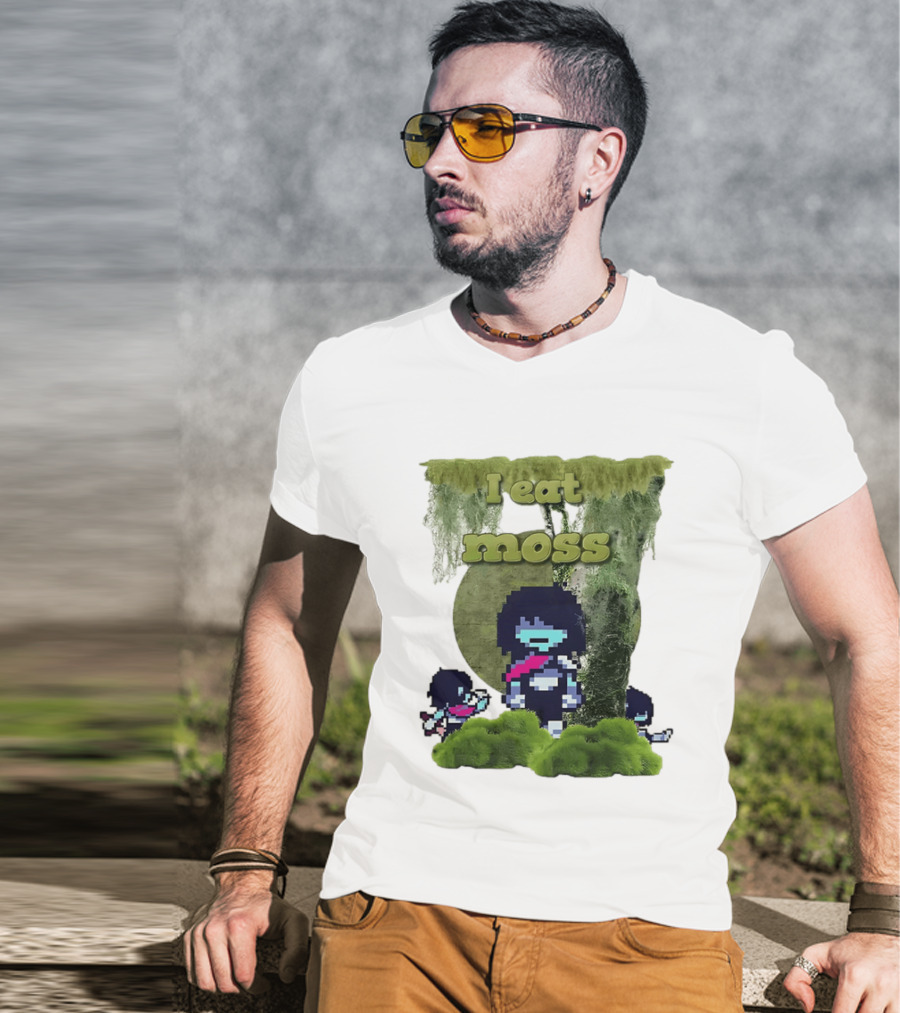 Deltarune I Eat Moss Pixel Art With Character And Mossy T-Shirt