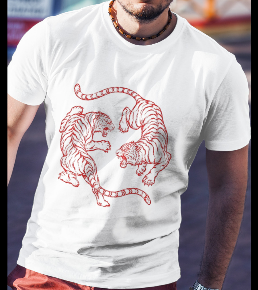 Japanese Fighting Tigers Tiger Red Duel T-Shirt