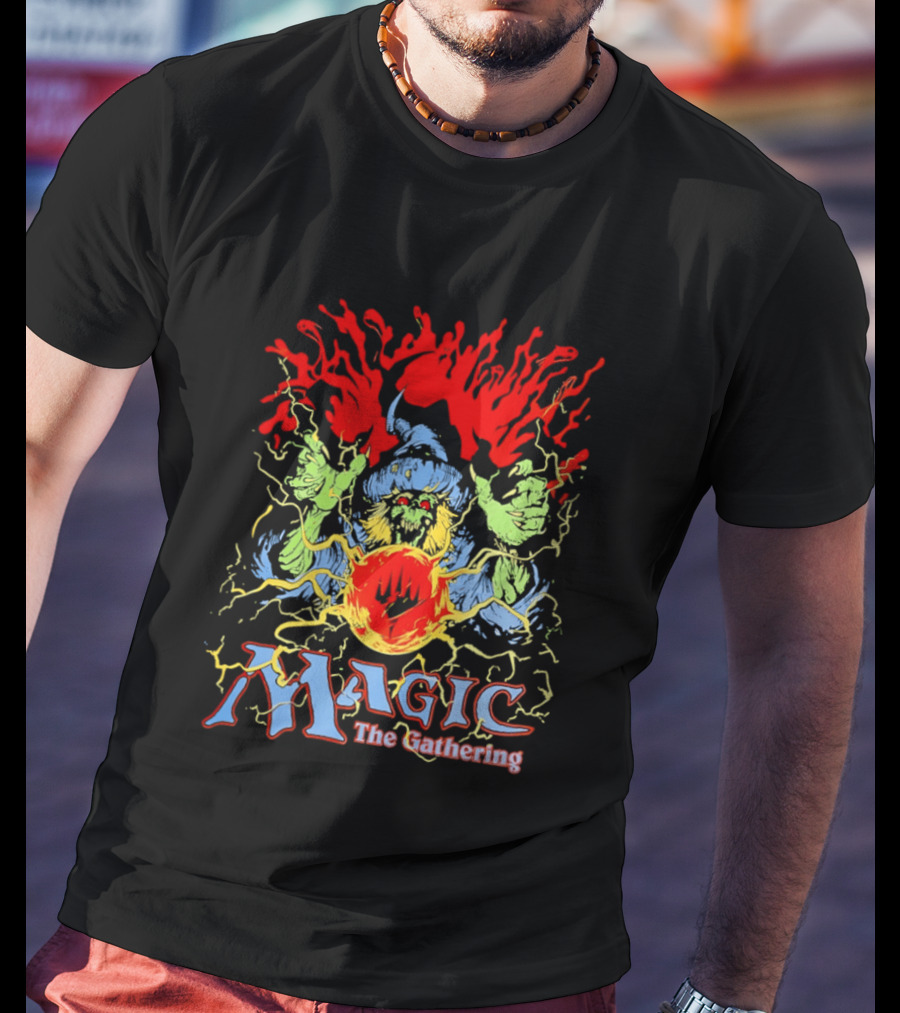 Magic The Gathering Wizard Elemental Spellcaster Mystical Flames T-Shirt