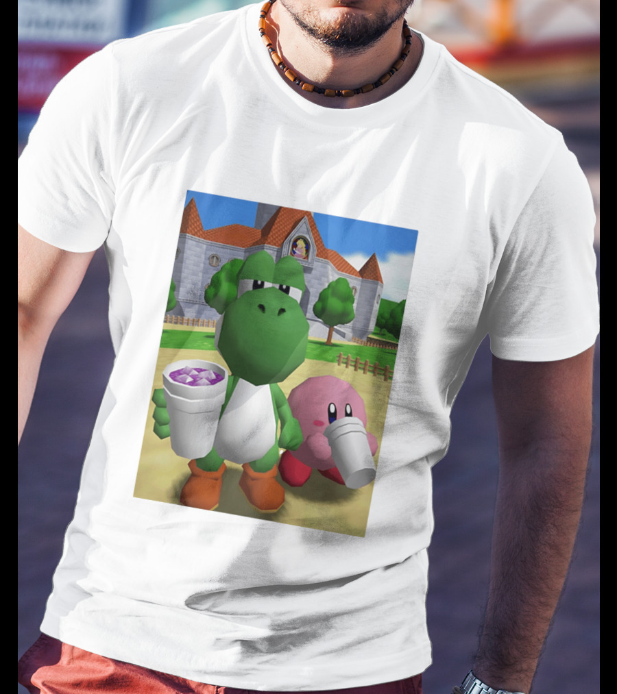 Yoshi Kirby Lean Purple Drink Castle Scene T-Shirt