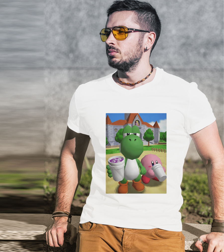 Yoshi Kirby Lean Purple Drink Castle Scene T-Shirt
