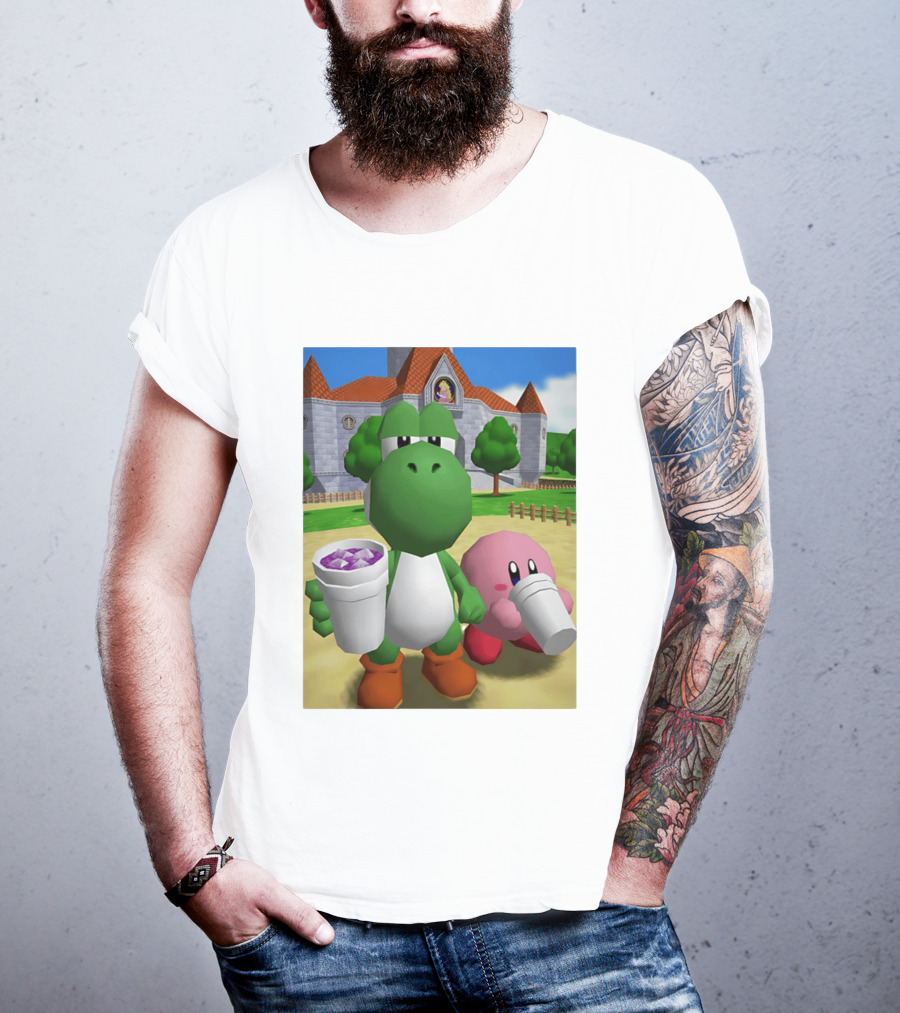Yoshi Kirby Lean Purple Drink Castle Scene T-Shirt