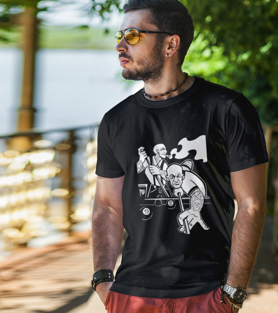 13 12 Tattooed Billiard Players Smoking Pool Game T-Shirt