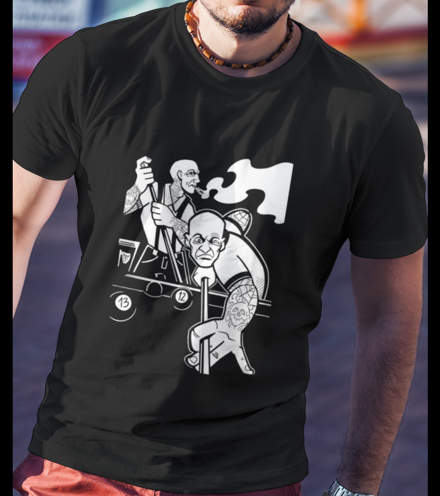13 12 Tattooed Billiard Players Smoking Pool Game T-Shirt