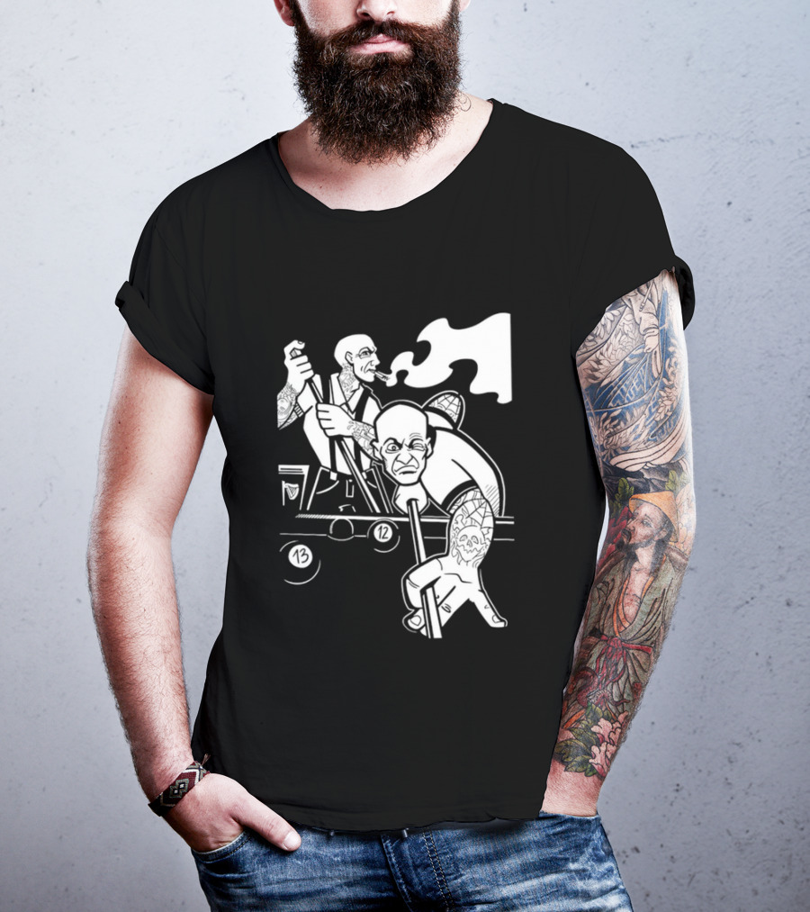 13 12 Tattooed Billiard Players Smoking Pool Game T-Shirt