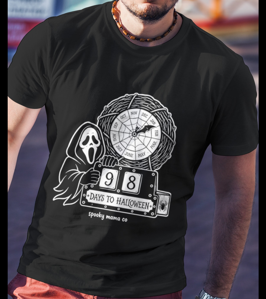 Halloween Countdown 98 Days Ghostface Horror Calendar Spooky Mama Co T-Shirt