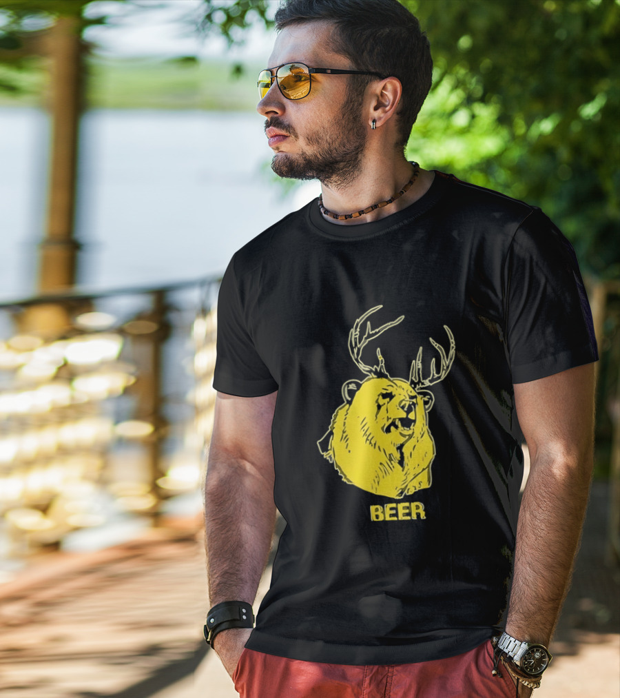 Beer Antlered Bear T-Shirt