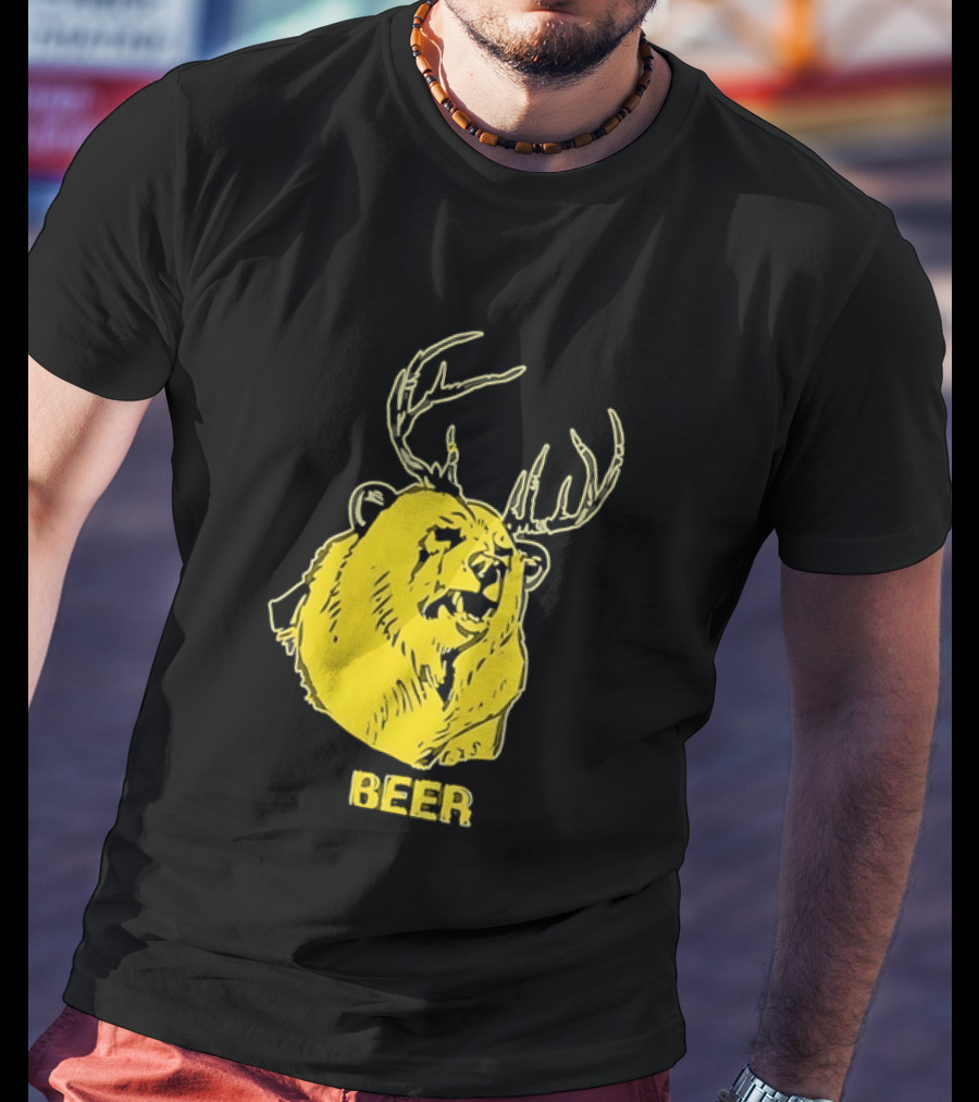 Beer Antlered Bear T-Shirt