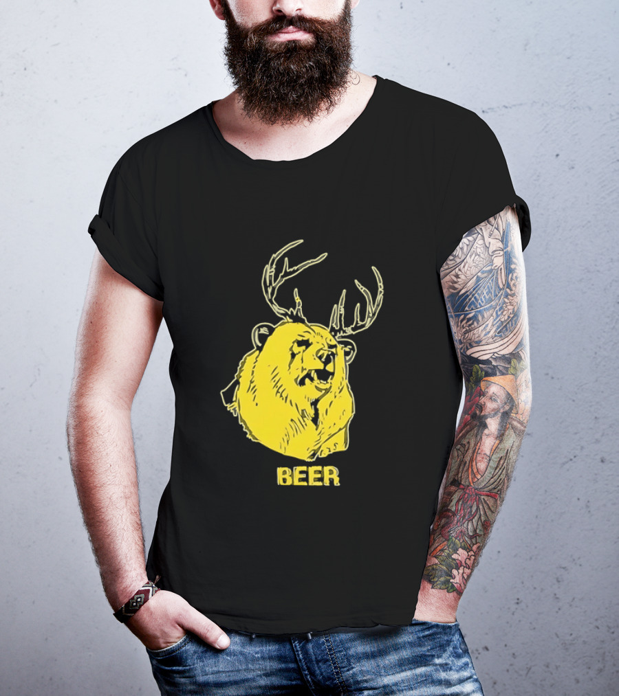 Beer Antlered Bear T-Shirt