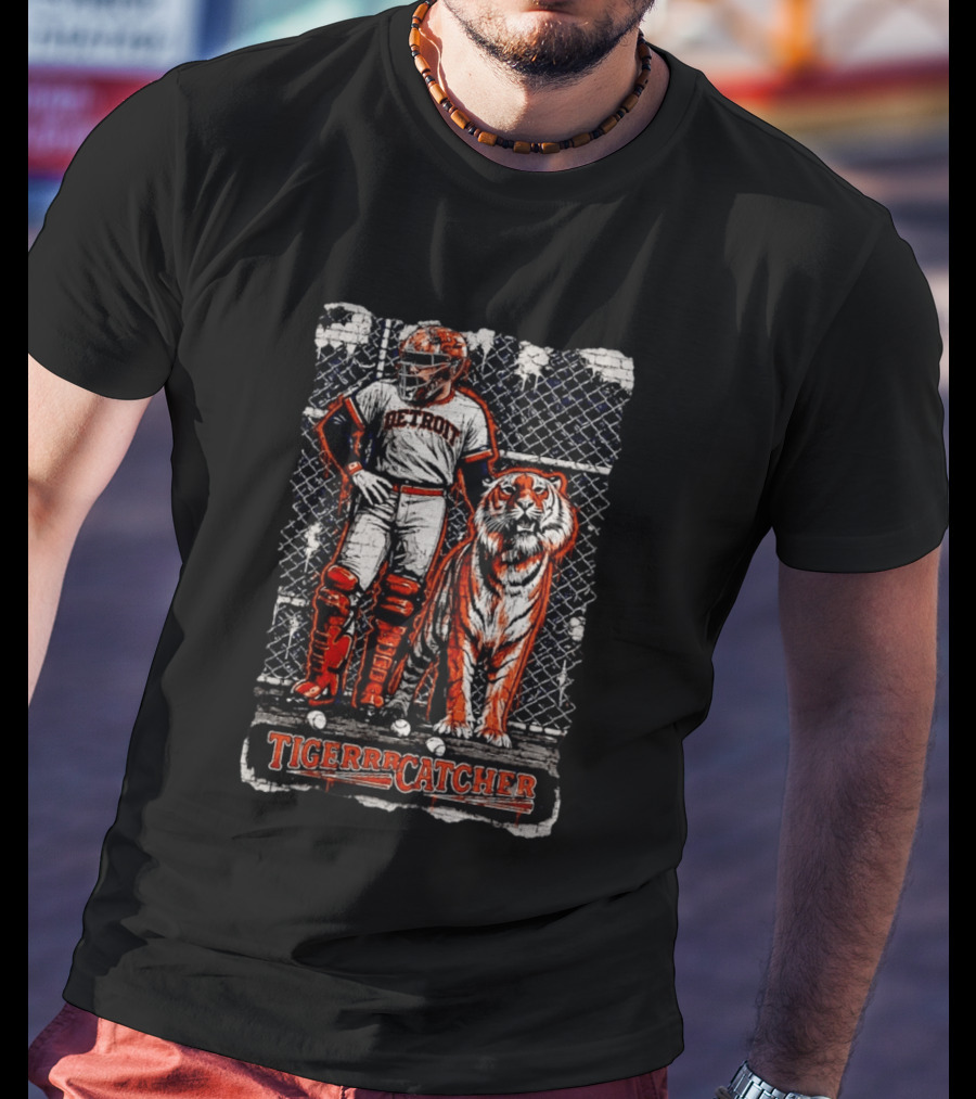 Detroit Tigers Tigerrrcatcher Baseball Player And Tiger T-Shirt