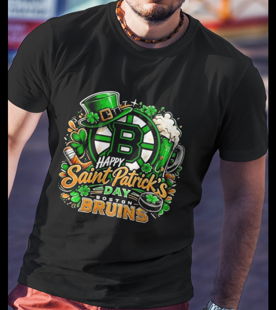Boston Bruins St. Patrick's Day 2026 Celebration Hockey Team Florals T-Shirt