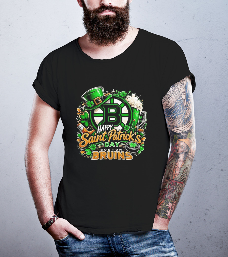 Boston Bruins St. Patrick's Day 2026 Celebration Hockey Team Florals T-Shirt