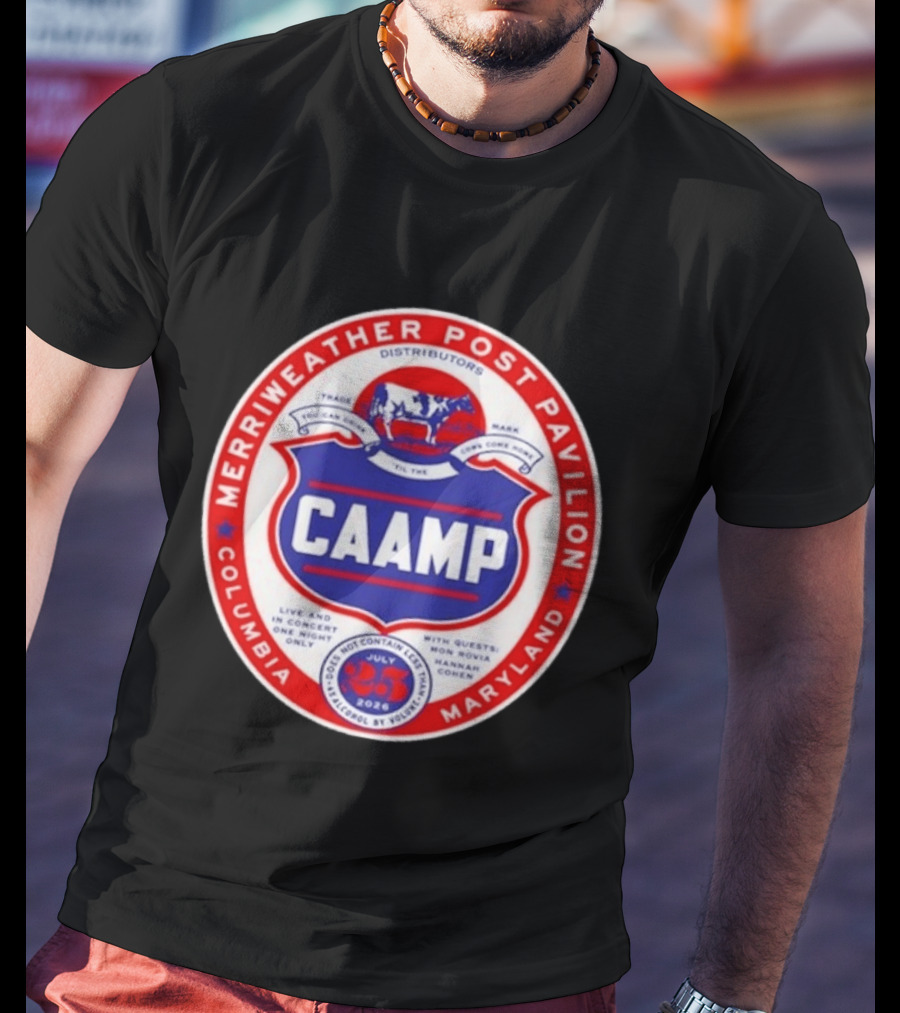 Merriweather Post Pavilion Caamp 2026 Columbia Maryland Concert With Mon Rovio And Hannah Cohen T-Shirt