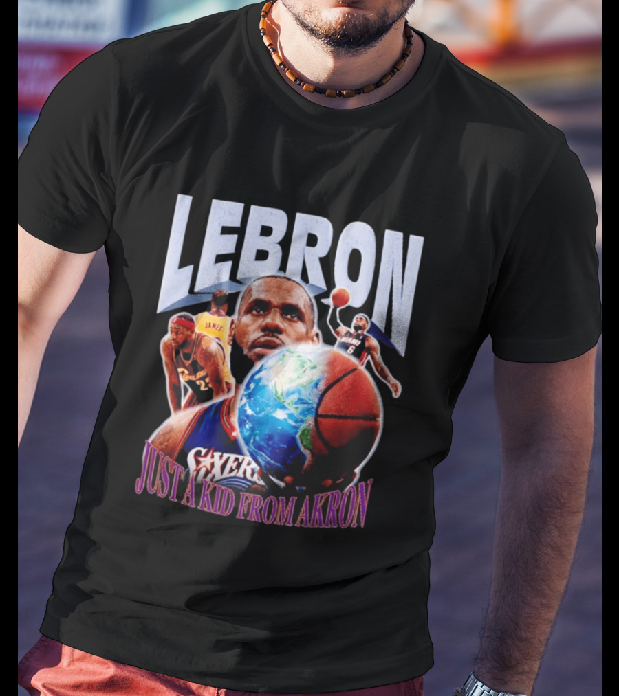 LeBron James Just A Kid From Akron Philadelphia 76ers T-Shirt