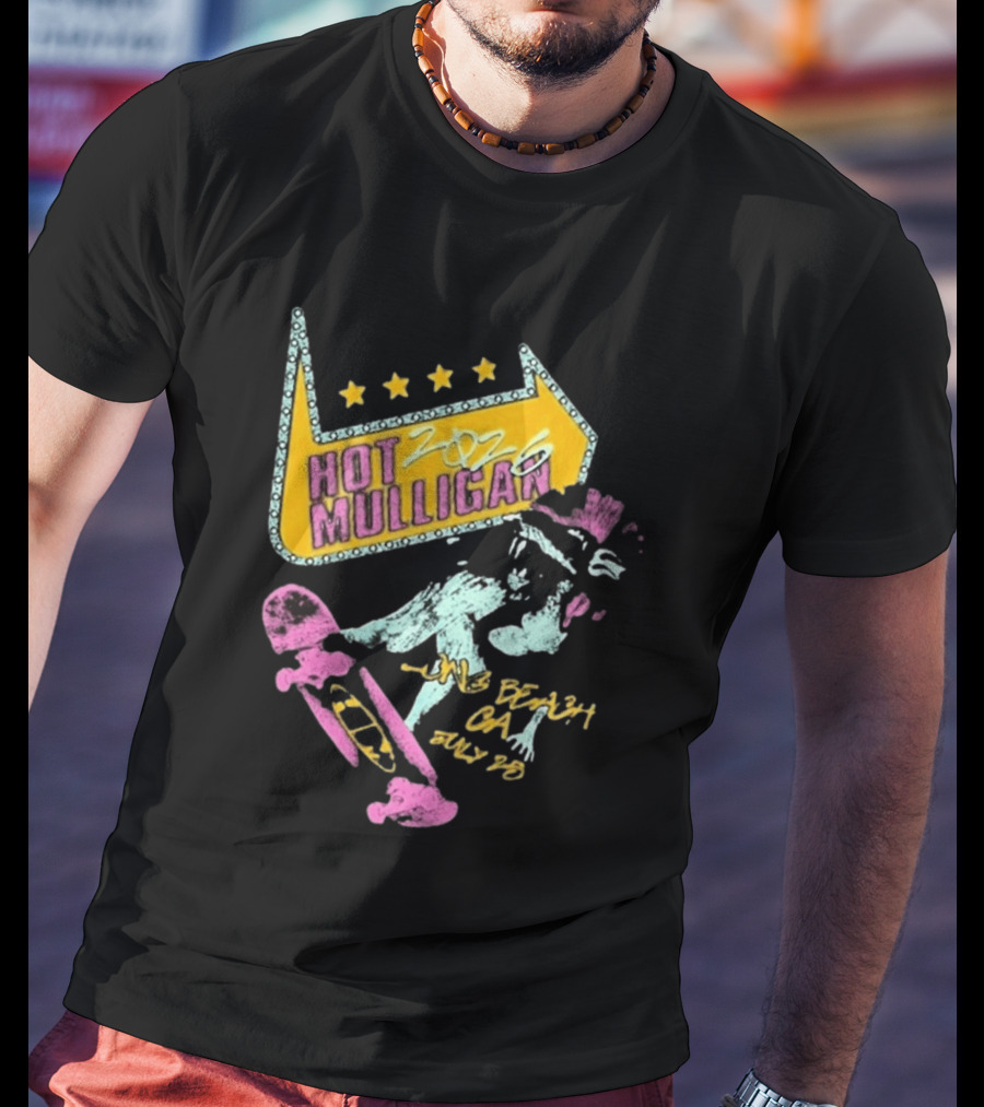 Hot Mulligan Long Beach CA 2026 Warped Tour July 25 Skateboarding Art With Stars T-Shirt