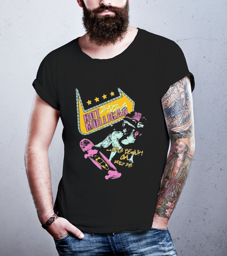 Hot Mulligan Long Beach CA 2026 Warped Tour July 25 Skateboarding Art With Stars T-Shirt
