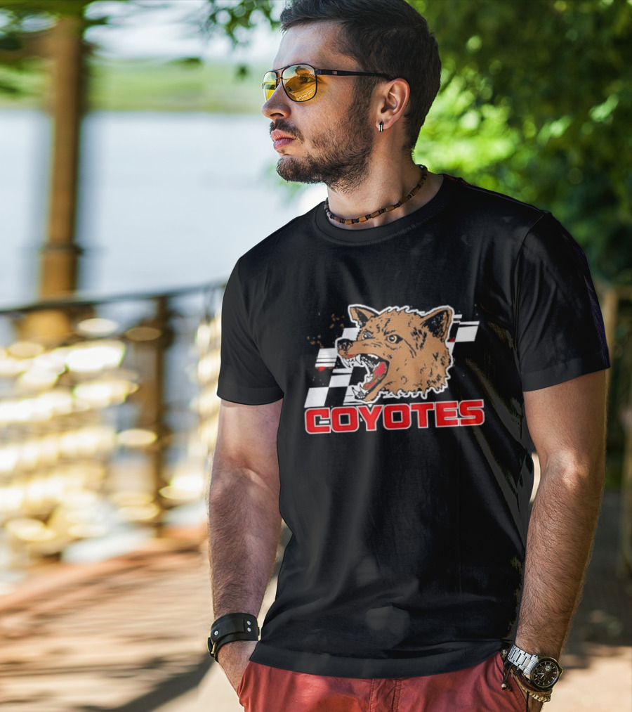COYOTES Racing Checker Flag Head T-Shirt