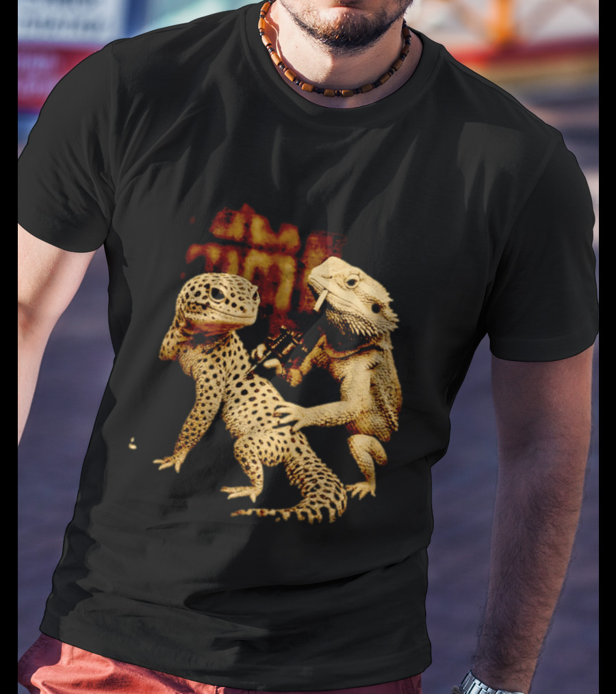 Leopard Gecko Tattoo By Bearded Dragon With Spray Paint Graffiti T-Shirt