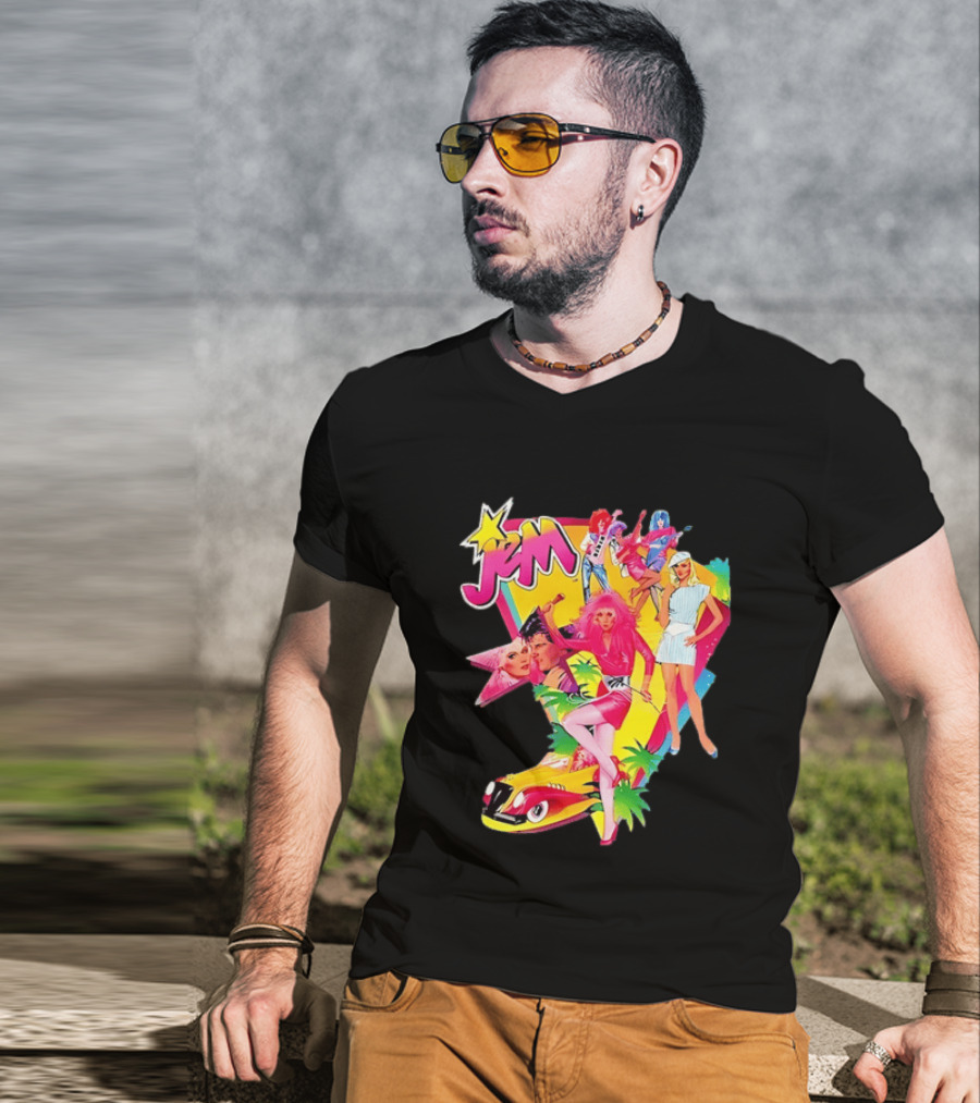 Jem 80s Cartoon Band Pop Music Star Singer Fashion Aesthetic Retro Characters T-Shirt