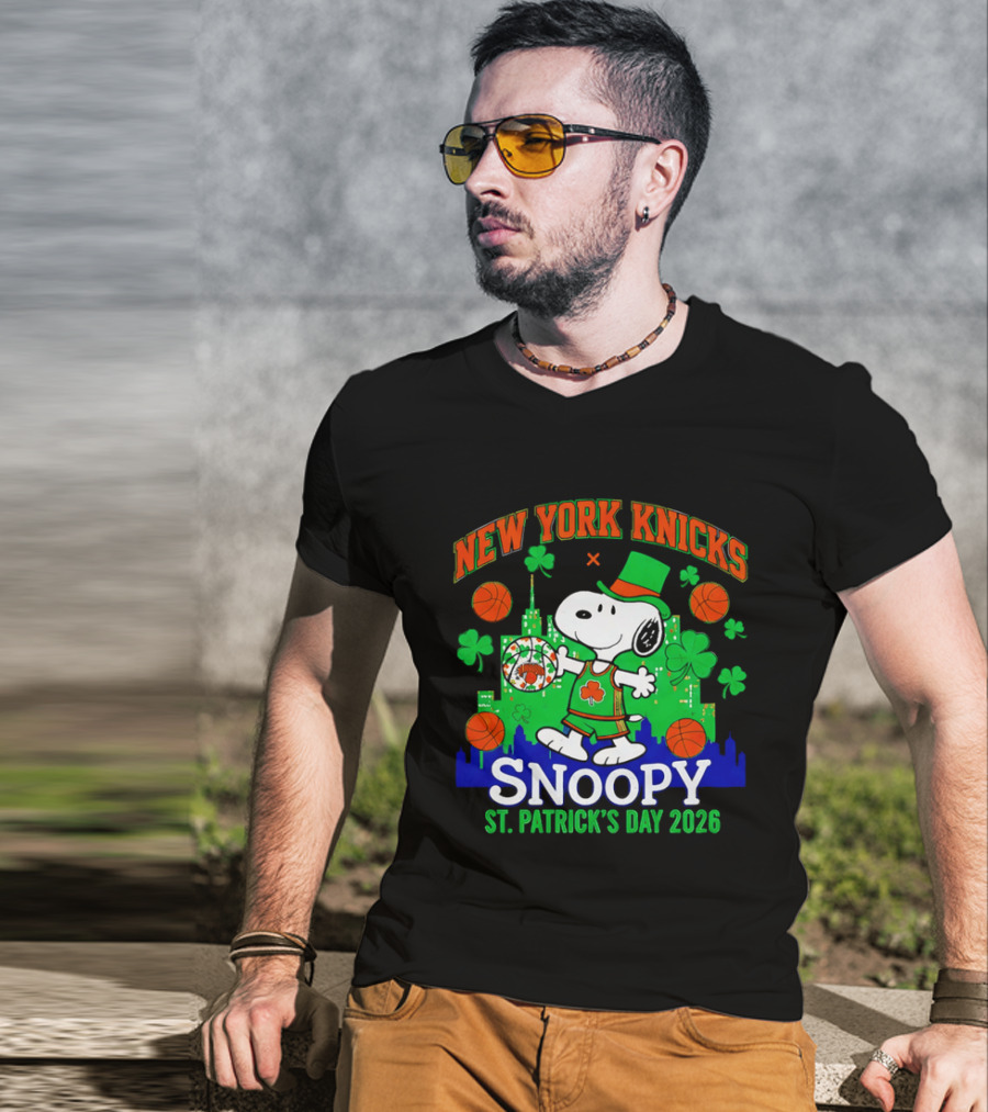 New York Knicks Snoopy St Patrick's Day 2026 Celebration T-Shirt