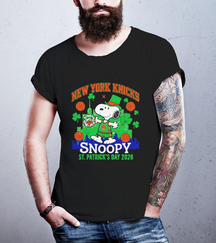 New York Knicks Snoopy St Patrick's Day 2026 Celebration T-Shirt