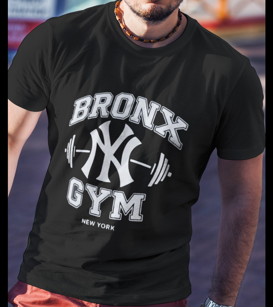 New York Yankees Bronx Gym Fitness Training Barbell T-Shirt