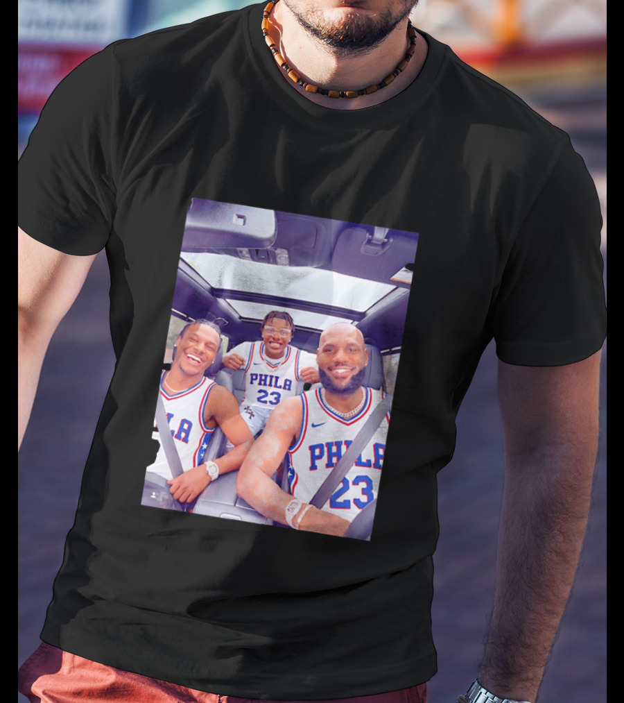 Phila 23 Lebron James Bronny James Philadelphia 76Ers Team Jersey T-Shirt