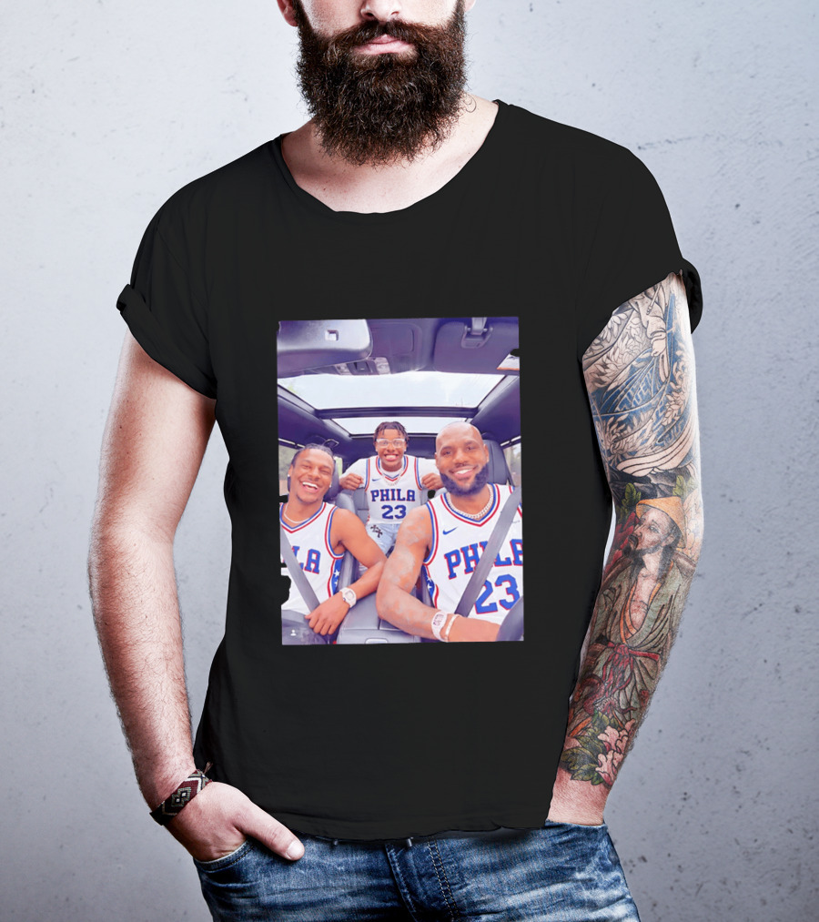 Phila 23 Lebron James Bronny James Philadelphia 76Ers Team Jersey T-Shirt