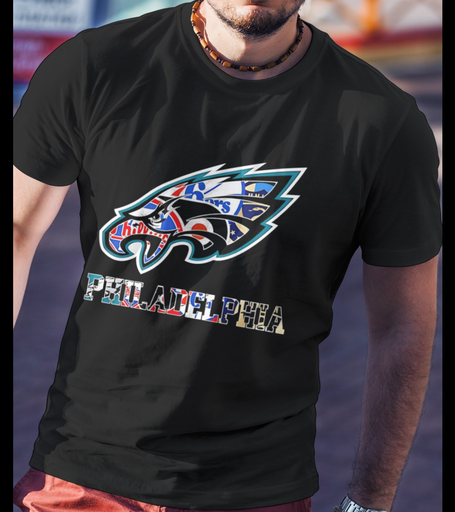 Philadelphia Eagles Phillies Flyers 76ers Team Mashup T-Shirt
