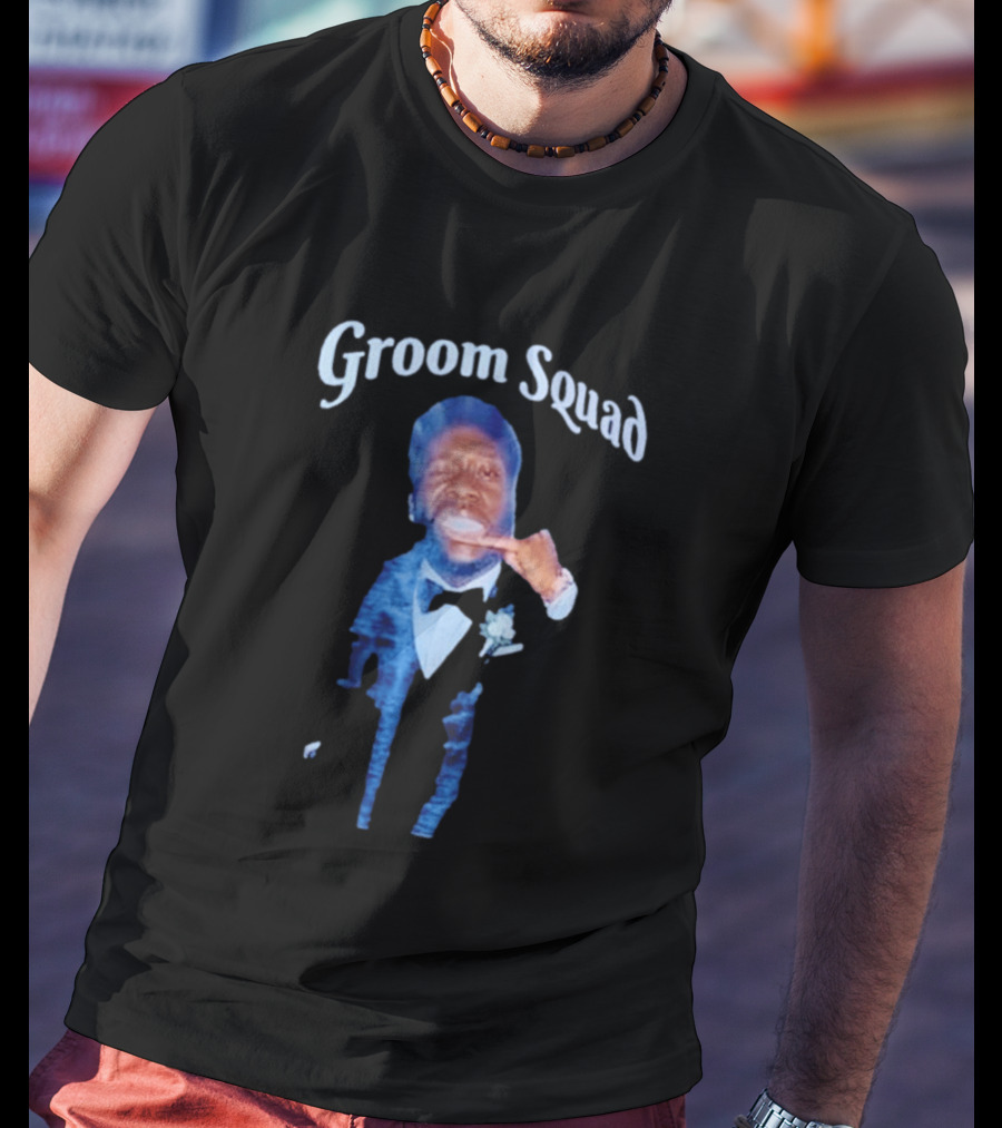 Groom Squad Tuxedo Finger Point Man T-Shirt