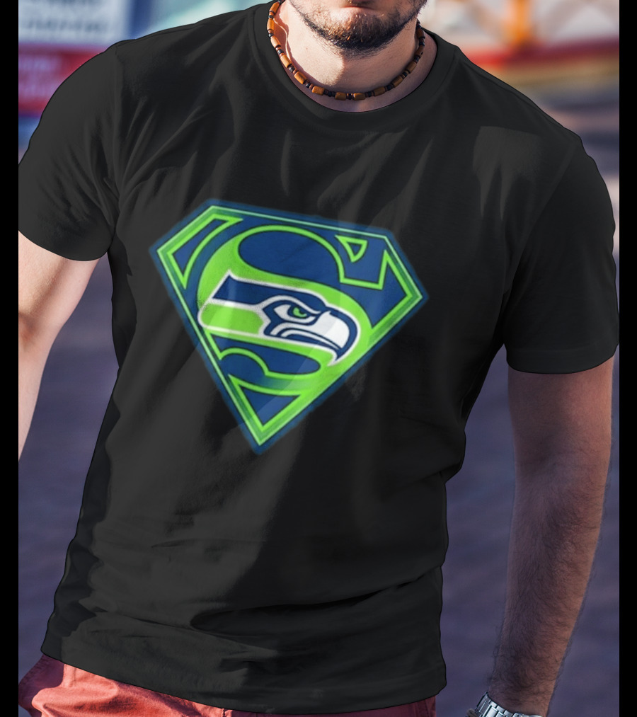 Seattle Seahawks Superman Logo S Symbol Fusion T-Shirt