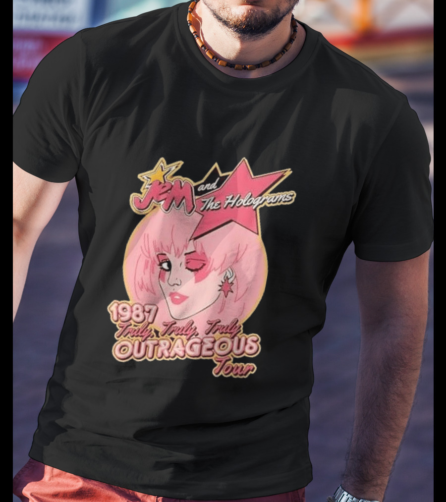 1987 Truly Outrageous Tour Jem And The Holograms Retro Pink Star T-Shirt