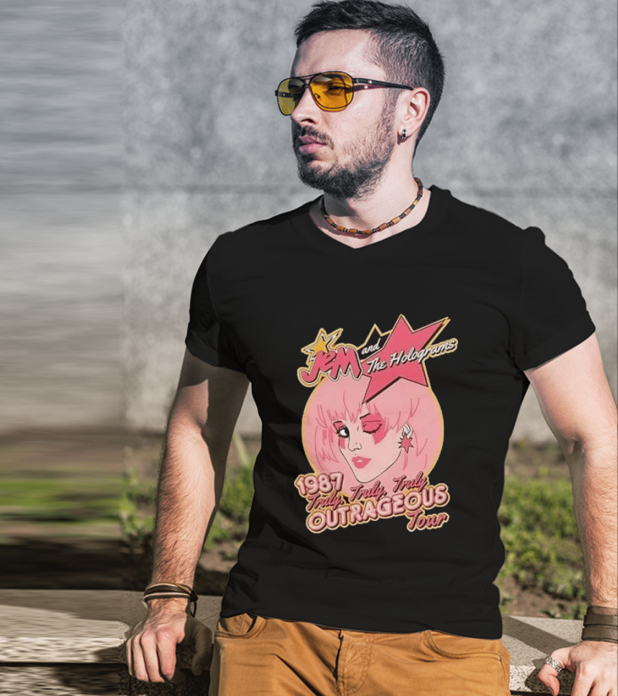 1987 Truly Outrageous Tour Jem And The Holograms Retro Pink Star T-Shirt