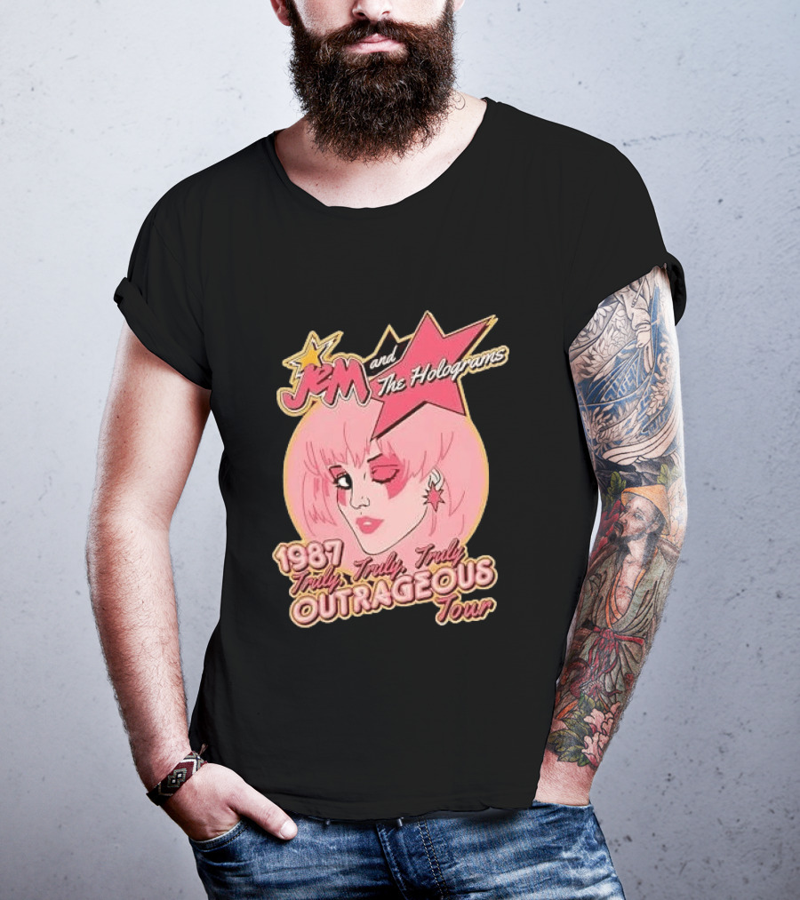 1987 Truly Outrageous Tour Jem And The Holograms Retro Pink Star T-Shirt