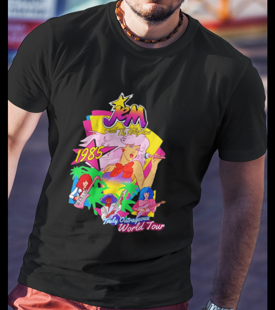 Jem And The Holograms 1985 Truly Outrageous World Tour Retro Concert Fan T-Shirt