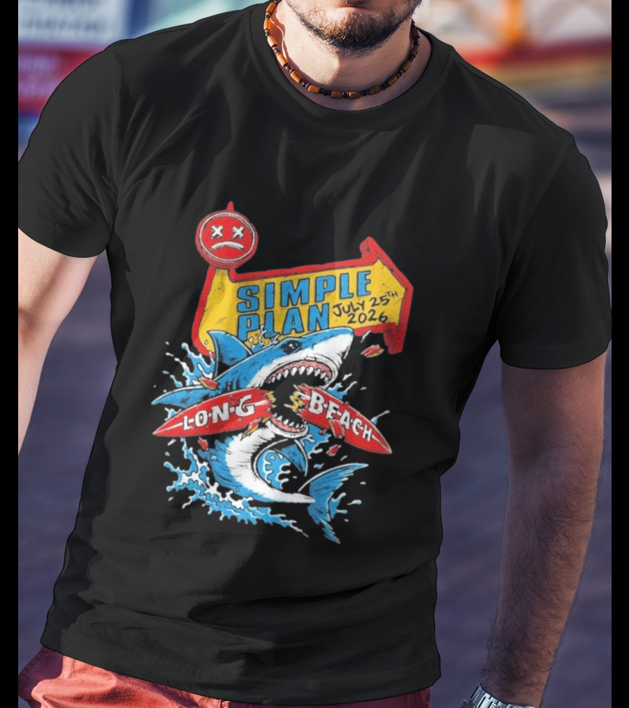 Simple Plan Shark Long Beach July 25 2026 T-Shirt