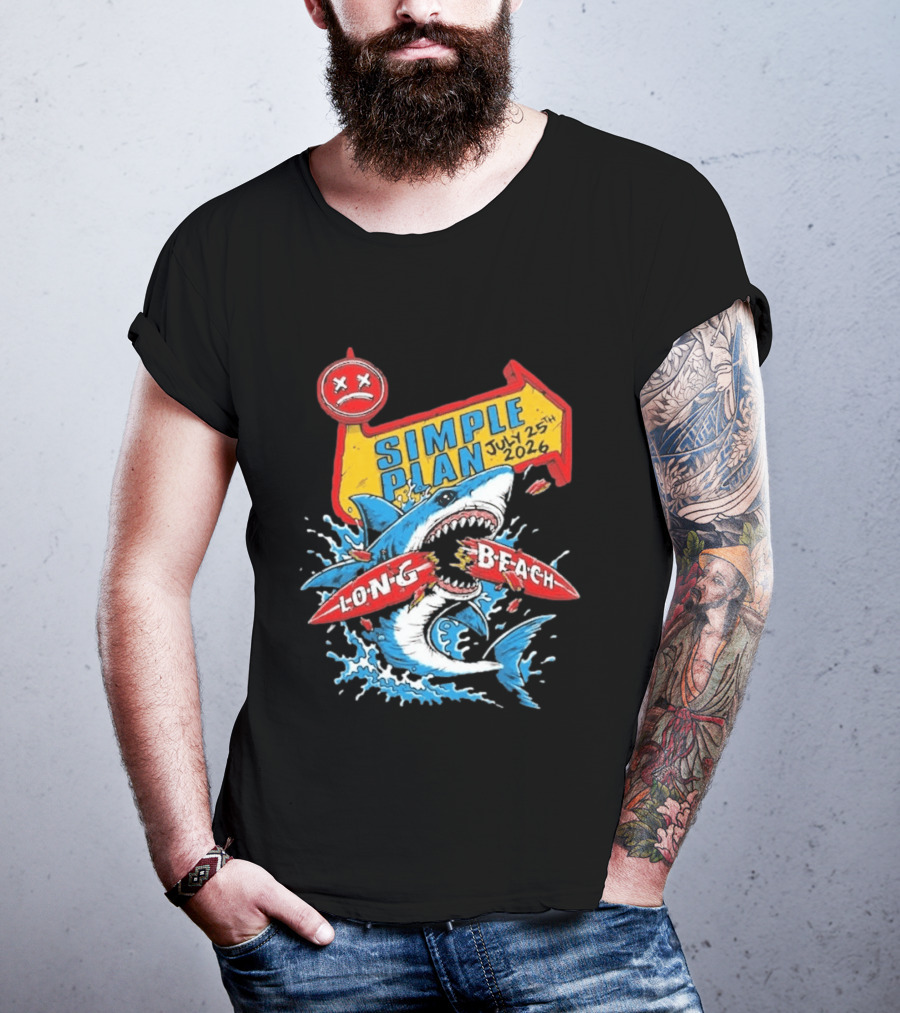 Simple Plan Shark Long Beach July 25 2026 T-Shirt