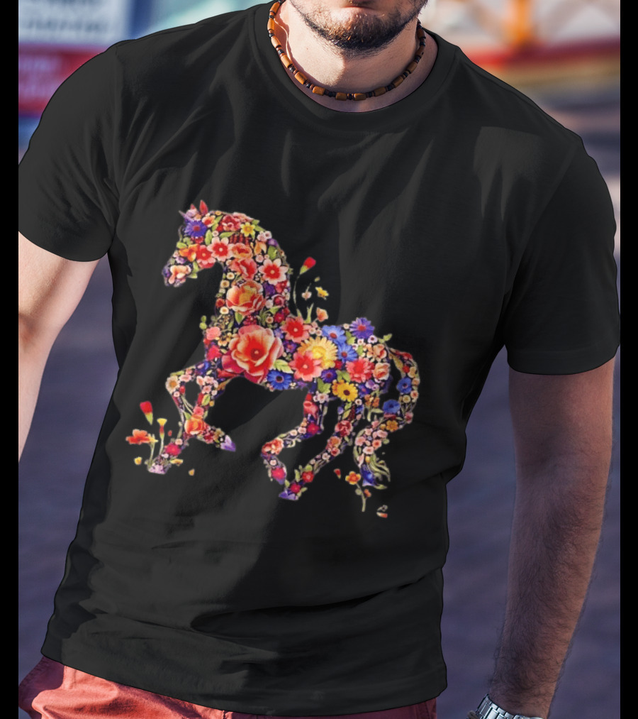Unicorn Floral Blossoms Mythical Fantasy Animal Nature Garden Botanical T-Shirt