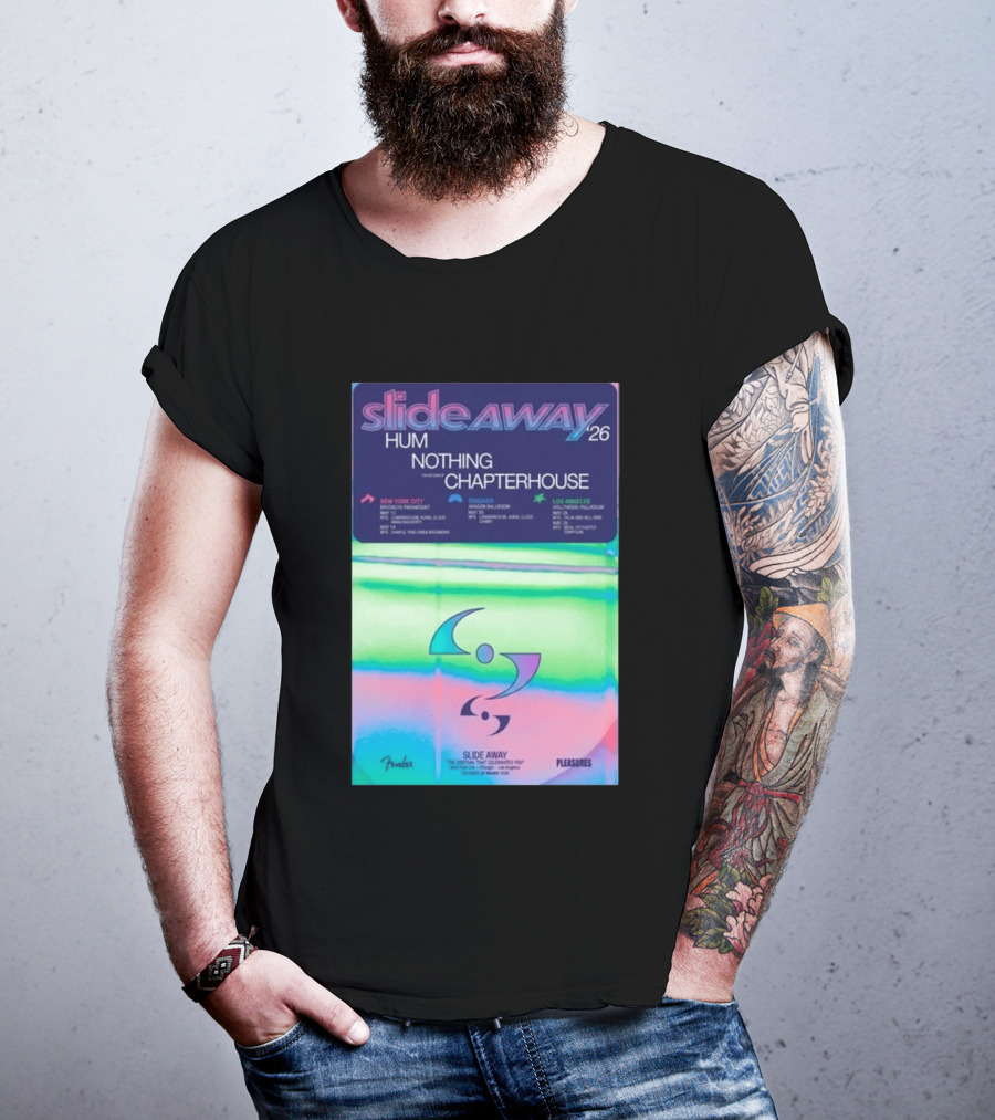 Slide Away 26 Tour Featuring Hum Nothing Chapterhouse May 2026 New York City Chicago Los Angeles T-Shirt