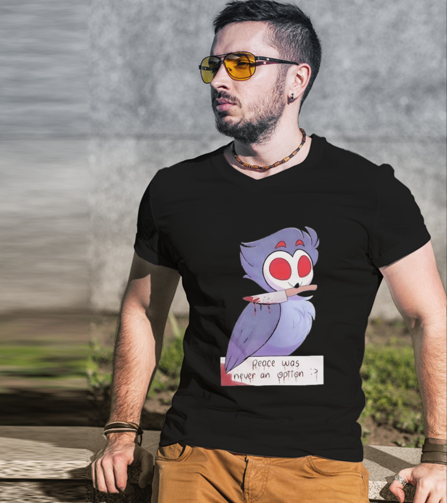 Stolas Helluva Boss Peace Was Never An Option Owl With Knife T-Shirt