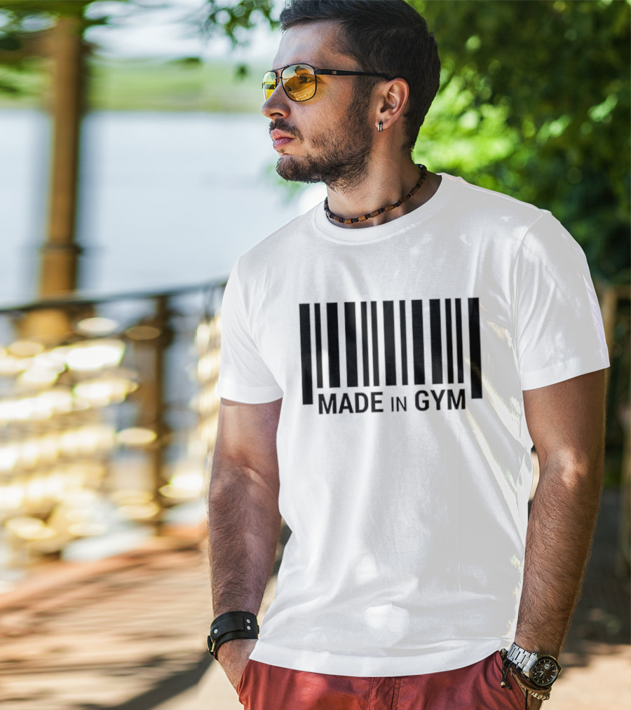 Barcode Made In Gym Fitness Motivational T-Shirt