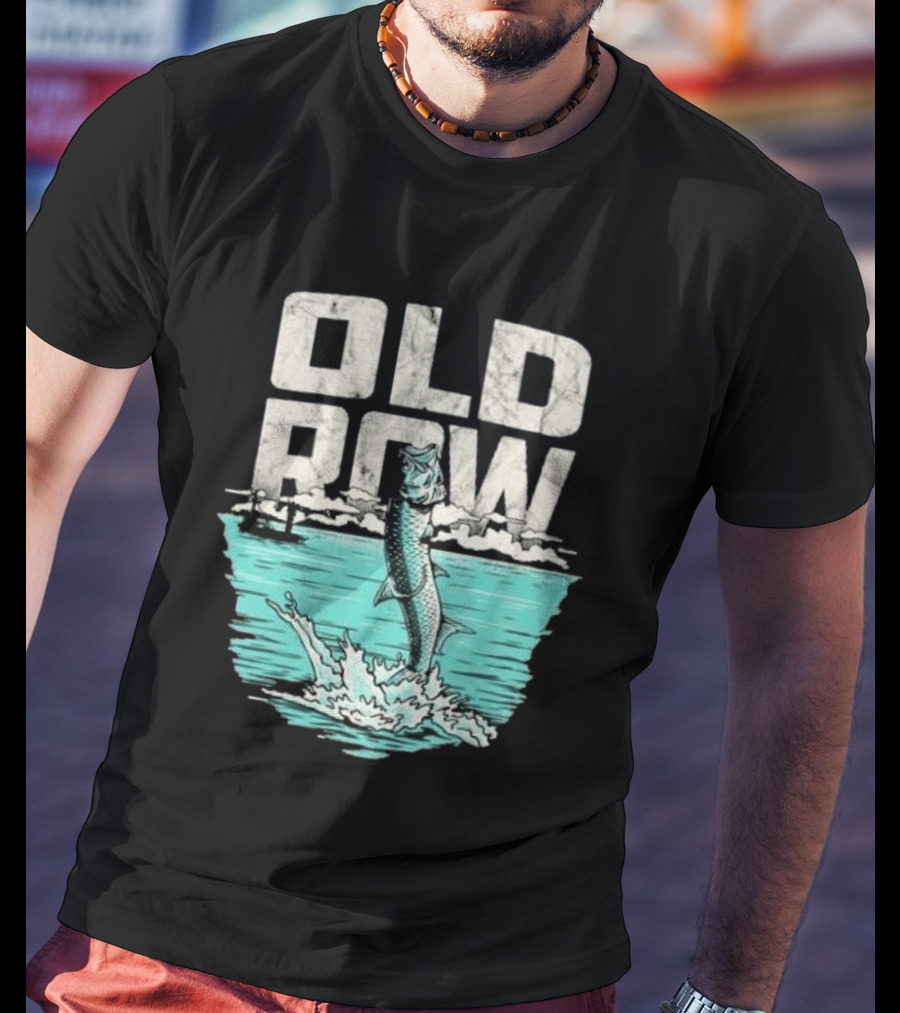 Old Row Tarpon Jumping Fishing Scene T-Shirt