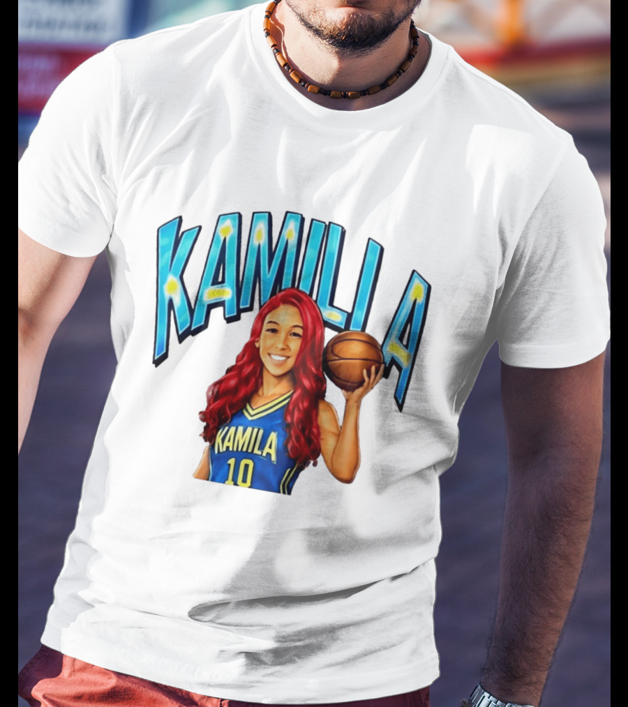 Kamilla Cardoso Basketball Art With Blue And Yellow Jersey T-Shirt