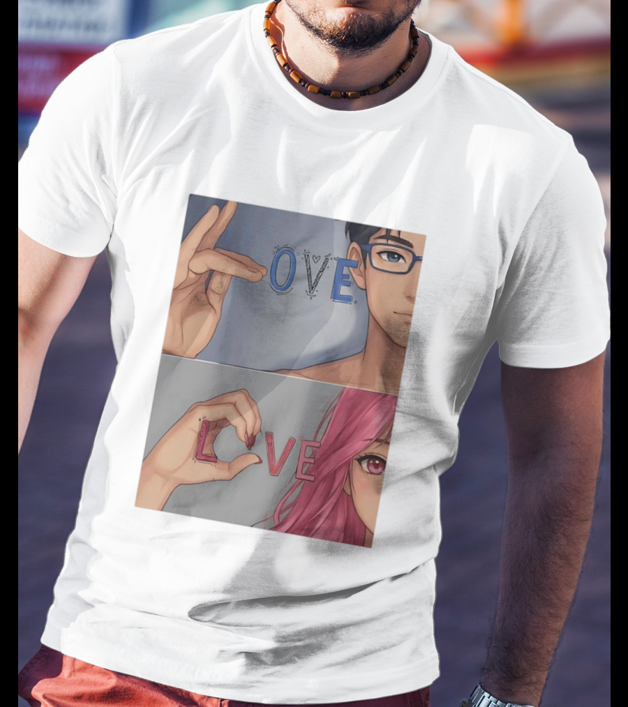 Love Love Anime Couple Hand Gesture T-Shirt