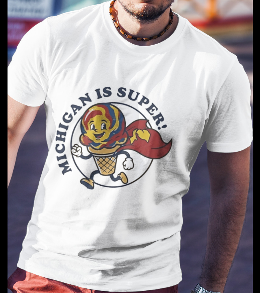 Michigan Is Super Superman Ice Cream Hero Cape Scoops T-Shirt