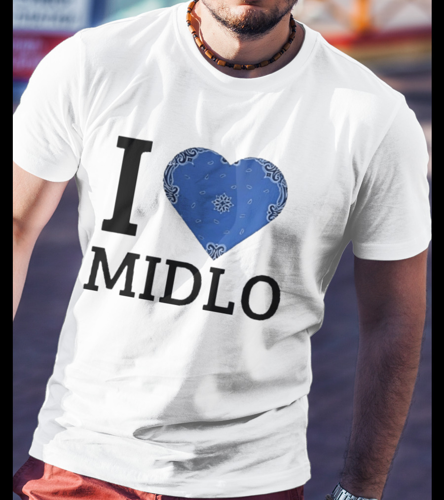 Midlo Love I Heart Blue Bandana T-Shirt
