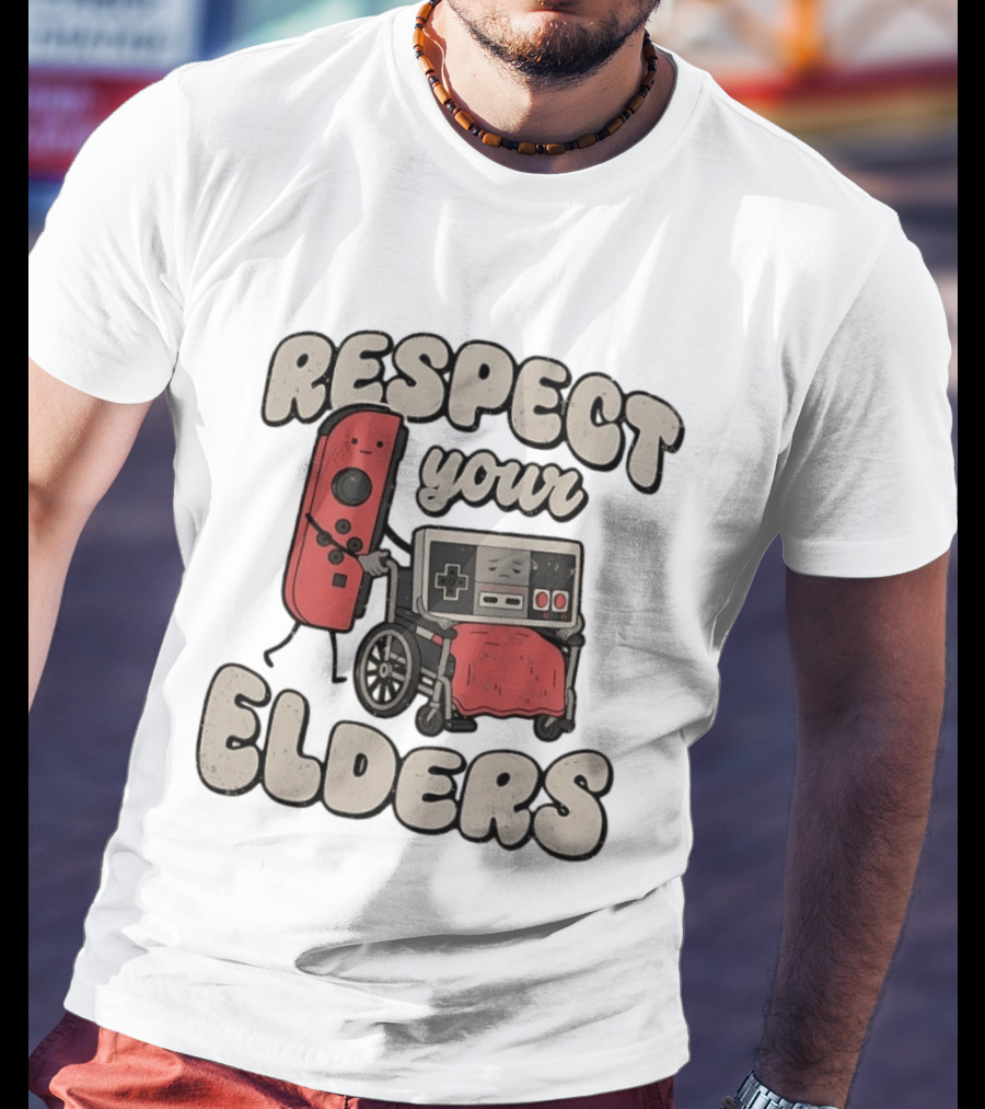 Respect Your Elders Retro Game Console Humor T-Shirt