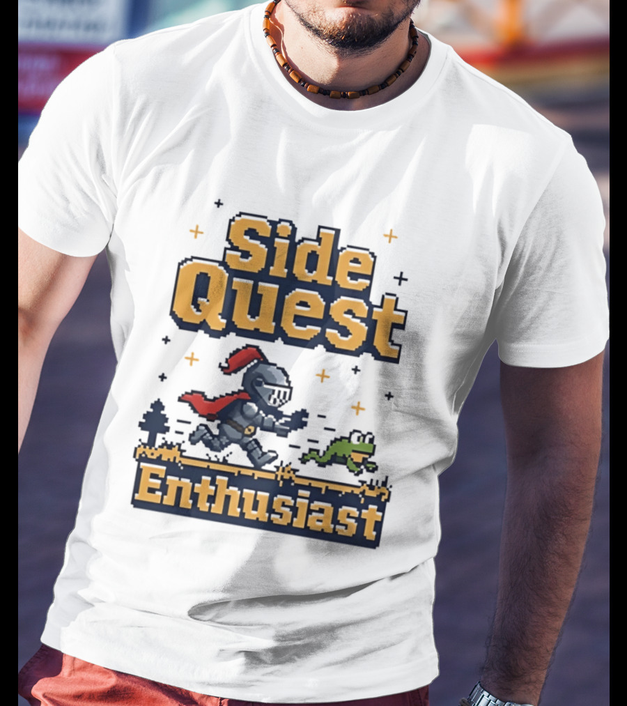 Side Quest Enthusiast Knight Chasing Frog Adventure T-Shirt